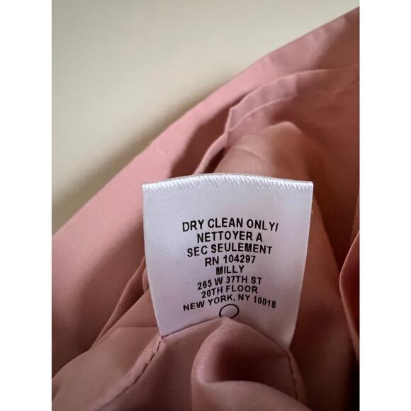 Milly New York Light Pale Pink Dress Cold-Shoulder Bow Sleeve Tie 4 Made USA - Picture 5 of 8